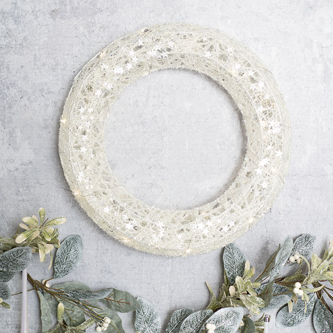LED Glitter Wreath White (45cmD)