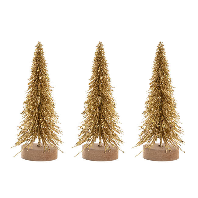 Mini Christmas Tree Pack 3 Gold (7x15x19cmH)