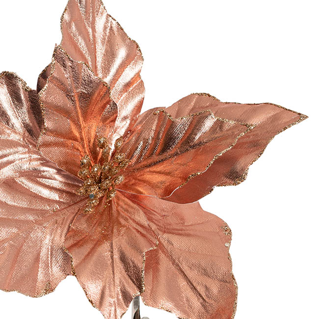 Metallic Poinsettia Clip Rose Gold (25cmDx6cmH)