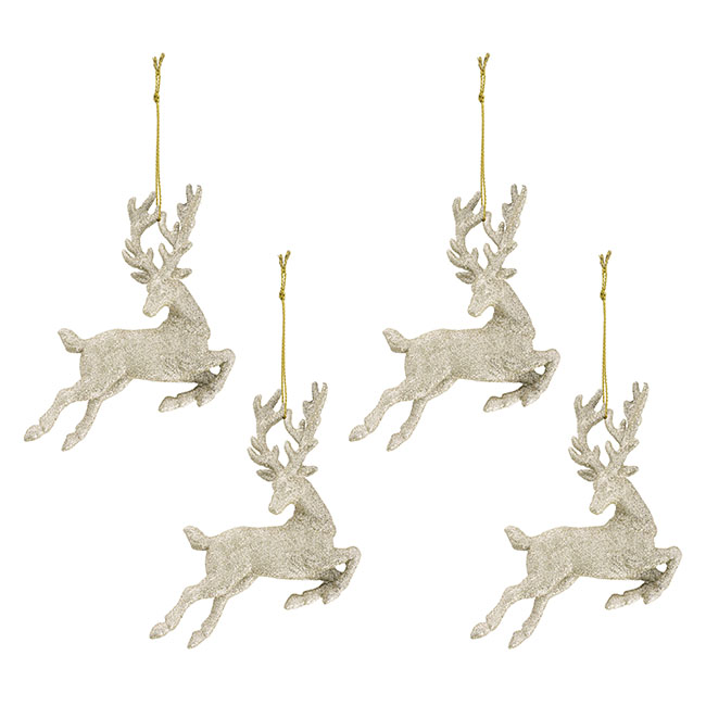 Hanging Reindeer Pack 4 Champagne (12.5cmH)