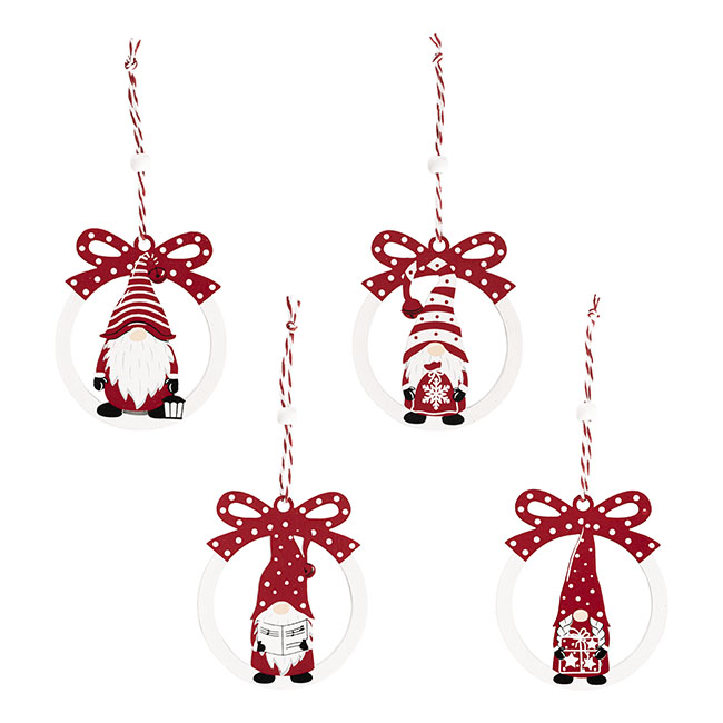 Hanging Xmas Gnomes Set 12 Red & White (8.6x10x0.5cm)