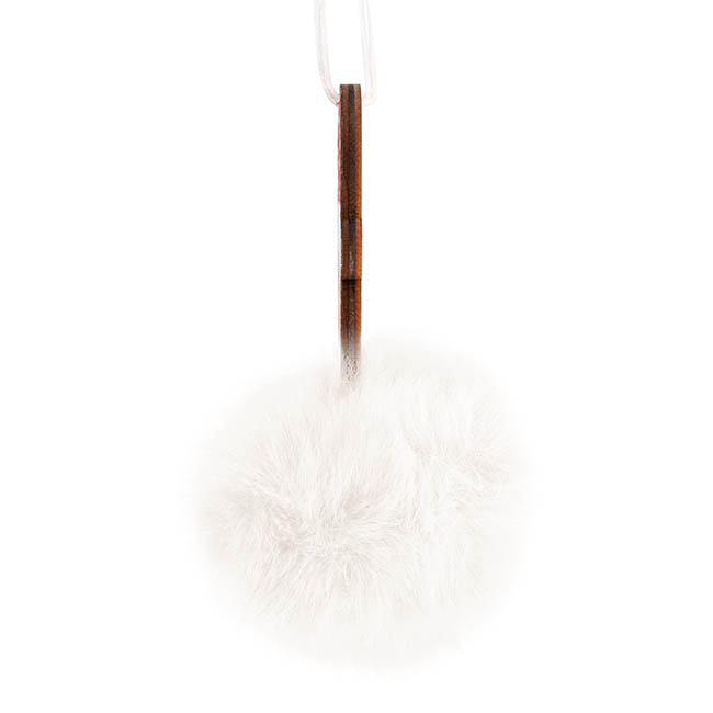 Hanging Snowman Faux Fur Ball Pack 2 White (10cmH)