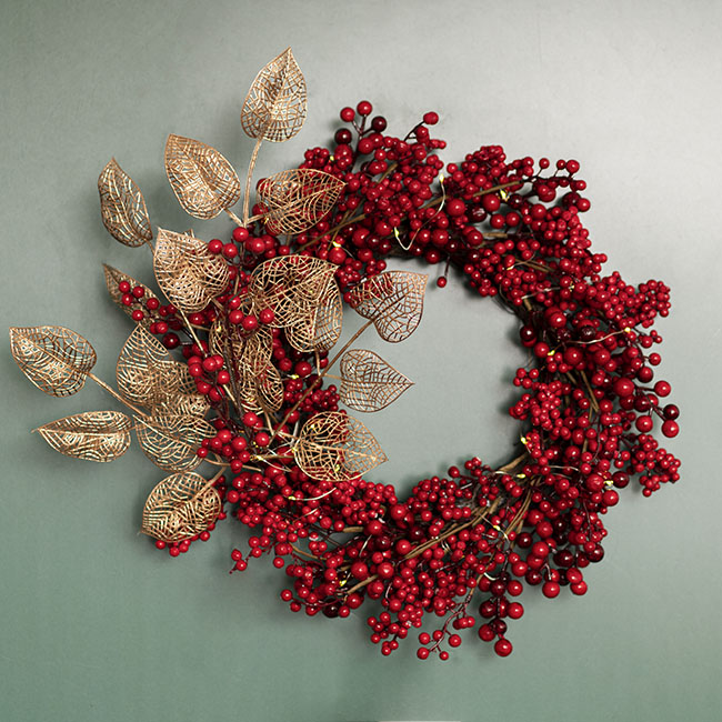 LED Luscious Berry Wreath Red (55cmD)