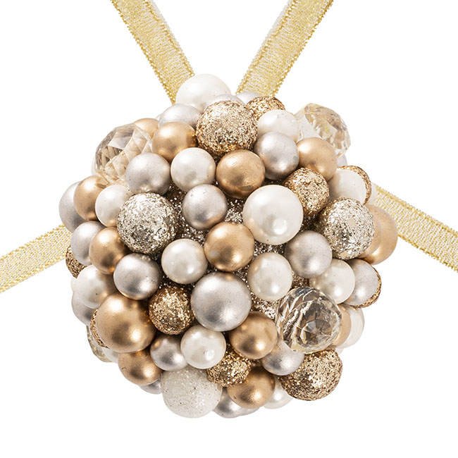 Hanging Bauble Cluster Pack 2 Gold (9cmD)