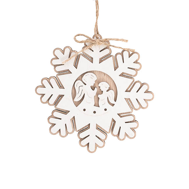 Hanging Angel Snowflake Pack 3 Natural (12cmH)