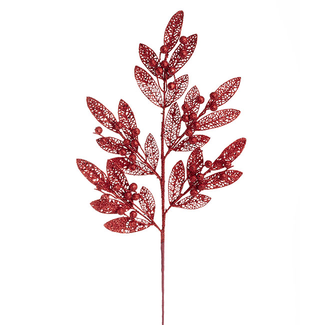 Vein Leaf Berry Spray Red (71cmH)
