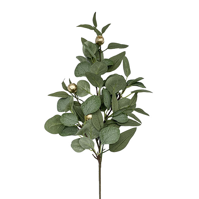 Eucalyptus Gold Gumnut Spray Green (70cmH)
