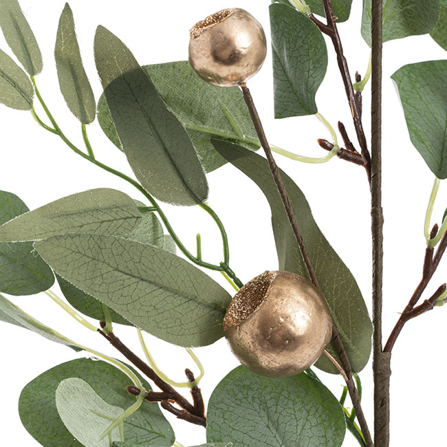 Eucalyptus Gold Gumnut Spray Green (70cmH)