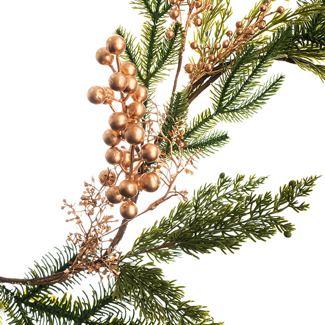Mixed Pine w Golden Berries Garland Green (120cmL)