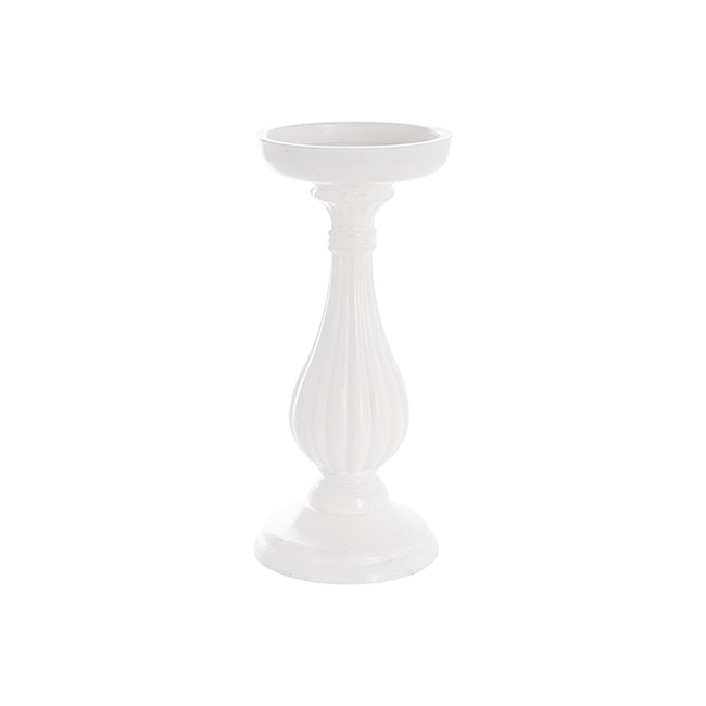Classic Pillar Candle Holder White (10.5x10.5x24cmH)