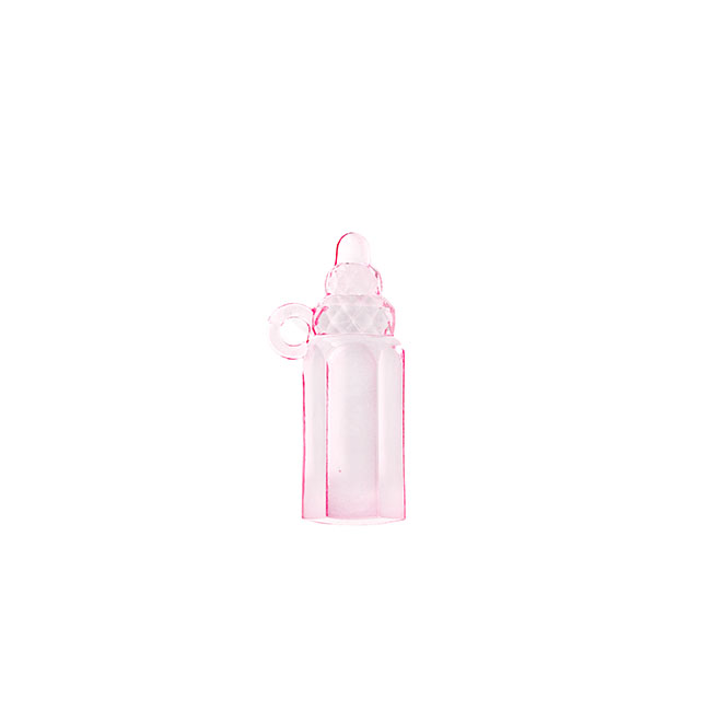 Acrylic Baby Charms Milk Bottle Pack 12 Baby Pink (36x15mm)