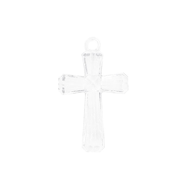 Acrylic Baby Charms Cross Pack 12 Clear (44x27mm)