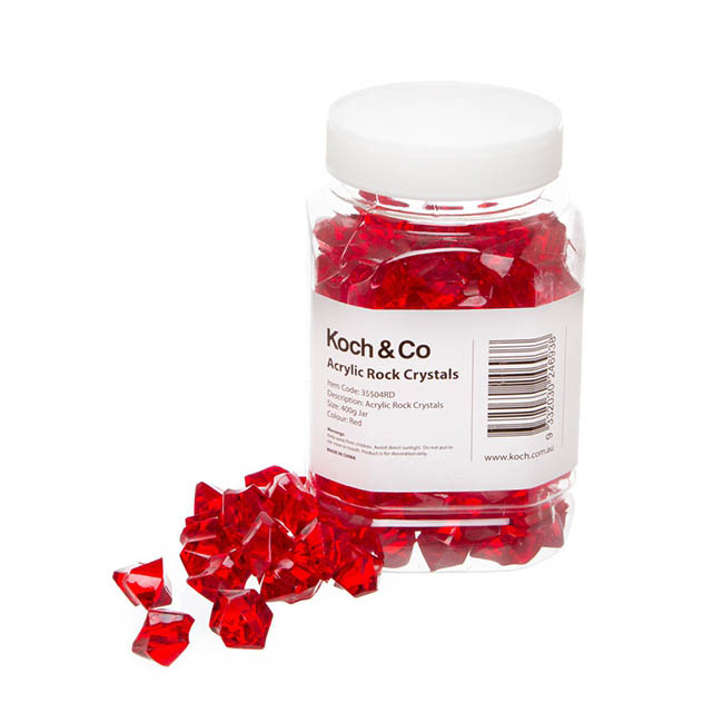 Acrylic Rock Crystal Scatters Red (15x25mm) 400g Jar