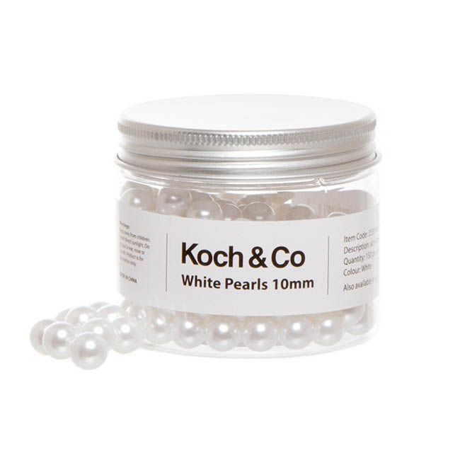 Acrylic Pearl Balls White (10mm) 150pc Jar