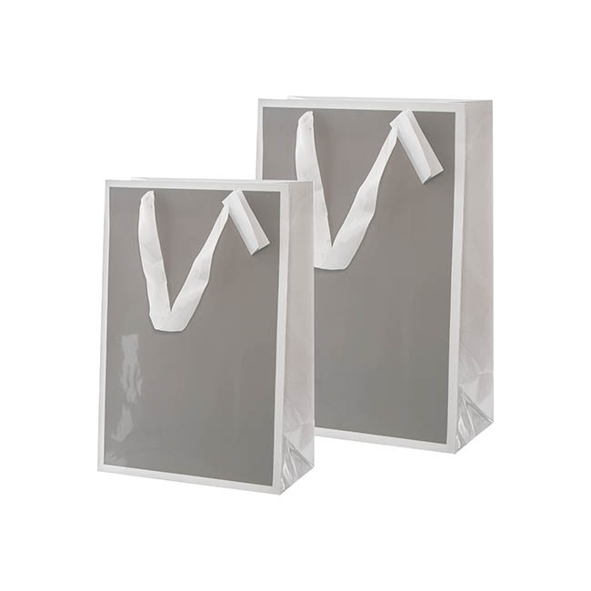Gloss Paper Bag Silhouette White Grey(240x120x355mmH) Pack 5