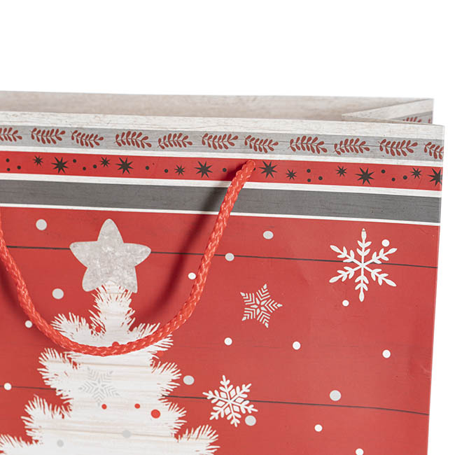 Paper Bag Merry Christmas Tree Red Pk 6 (260x120x320mmH)