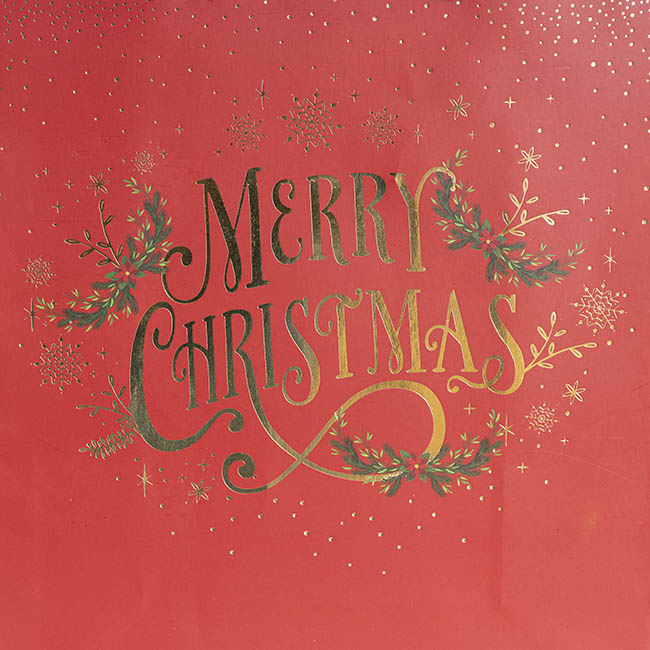 Paper Bag Merry Christmas Matte Red Pk 6  (260x120x320mmH)