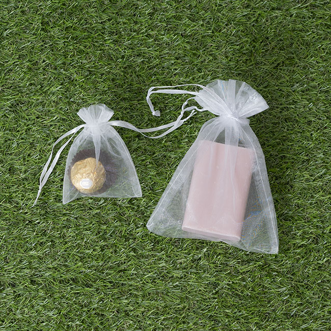 Organza Gift Bomboniere Bag Small White Pack 10 (7.5x10cmH)