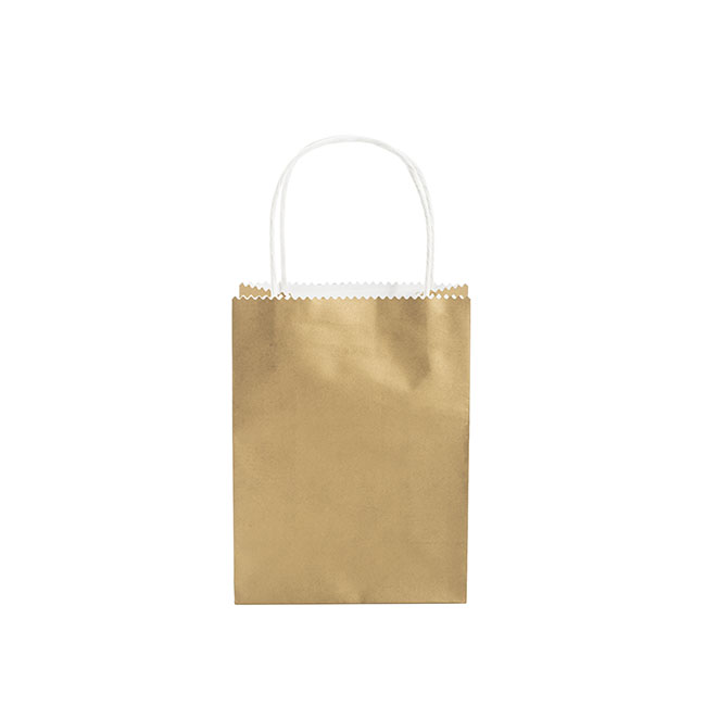 Kraft Paper Bag Shopper Small Gold Pk10 (150Wx80Gx200mmH)