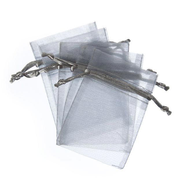 Organza Bag Medium Metallic Silver (12.5x17cmH) Pack 10