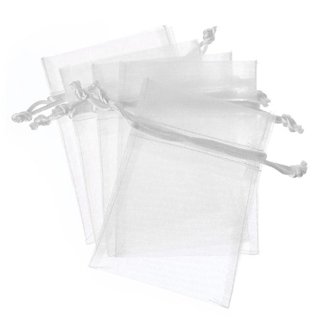 Organza Bag Medium White (12.5x17cmH) Pack 10