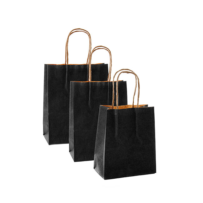 Kraft Paper Bag Shopper Medium Black (180Wx85Gx215mmH)
