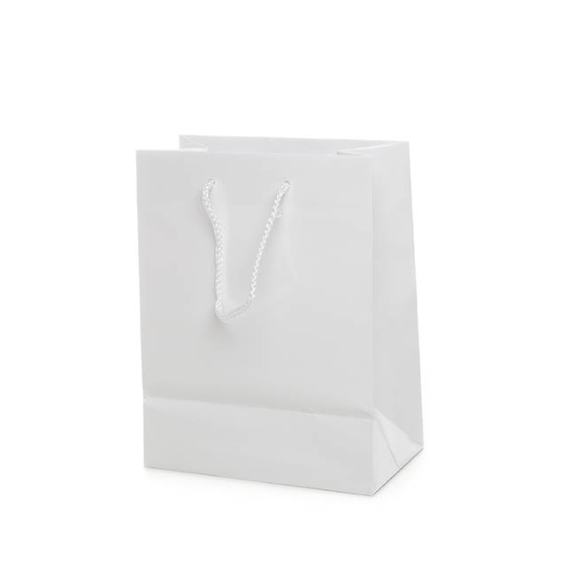Paper Bag Gloss Shopper Small White (200Wx115Gx260mmH)