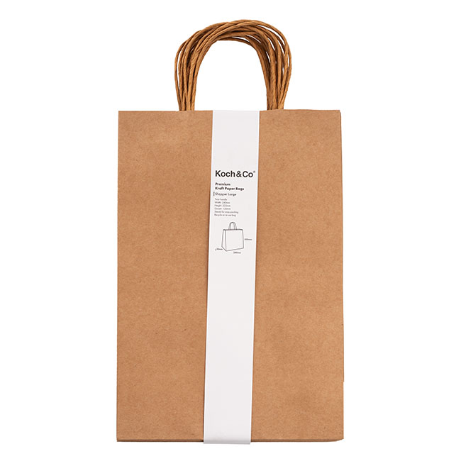 Kraft Paper Bag Shopper Large Brown Pk10 (240Wx120Gx355mmH)
