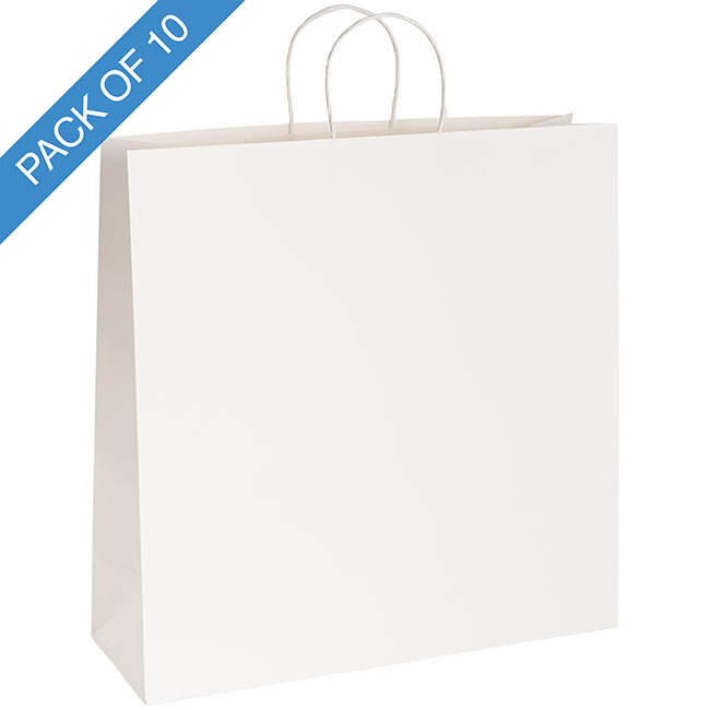 Kraft Paper Bag Shopper Giant White Pk10 (450Wx150Gx430mmH)