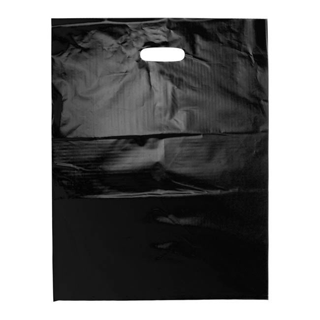 Plastic Bag Reusable Checkout Bag Black (415x530mmH) Pack 25
