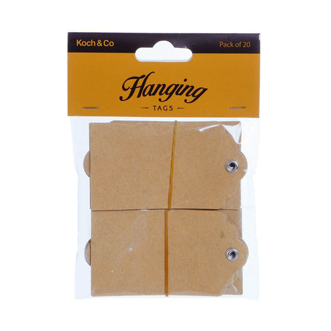 Hanging Gift Tags Natural Brown Kraft (5x9cmH) Pack 20