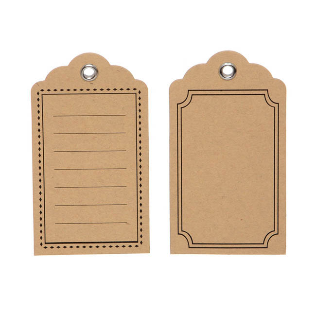 Hanging Gift Tags Text Box 2 Style Kraft (5x9cmH) Pack 20