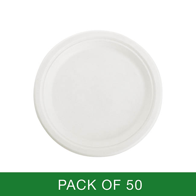 Sugarcane Dinner Plate White (23cm) Pack 50