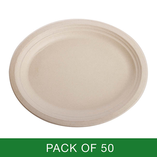 Sugarcane Oval Plate Natural (32x26cm) Pack 50
