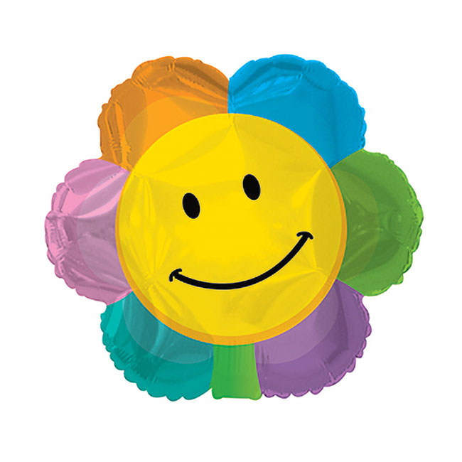 Foil Balloon 17 (42.5cm Dia) Flower Shape Smiley Face