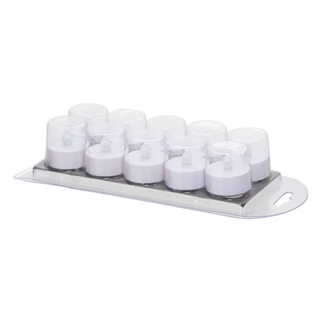 LED Tealight Flicker Glow White (3.8Dx1.5cmH) Pack 10