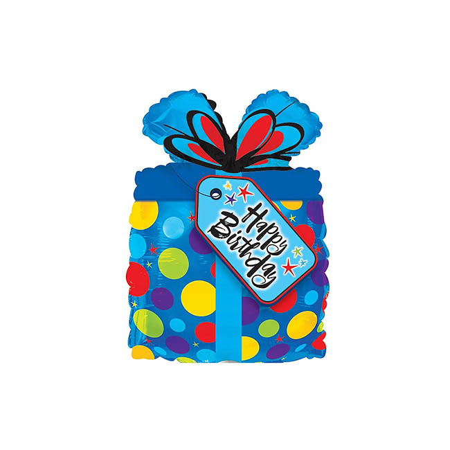 Foil Balloon 10 (25.4cm) Gift Shape Happy Birthday Blue