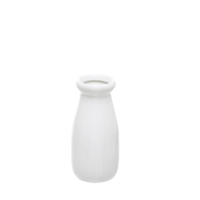 Ceramic Milk Bottle Petite White (6.5Dx14cmH)