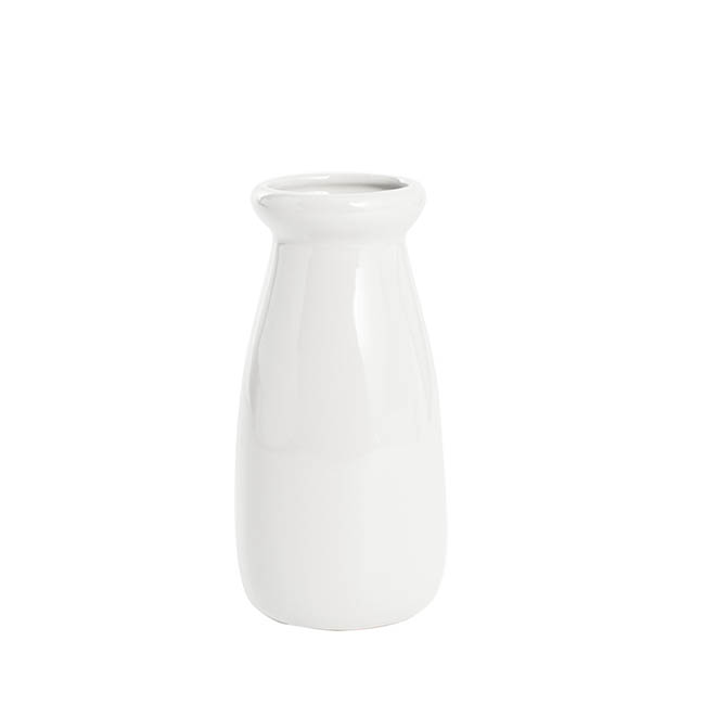 Ceramic Milk Bottle Medium White (9Dx20cmH)