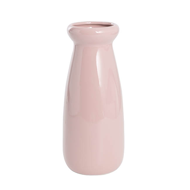 Ceramic Milk Bottle Large Pink (11Dx26cmH)