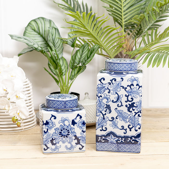 Floral Orient Porcelain Jar Large Blue & White (17×29cmH)