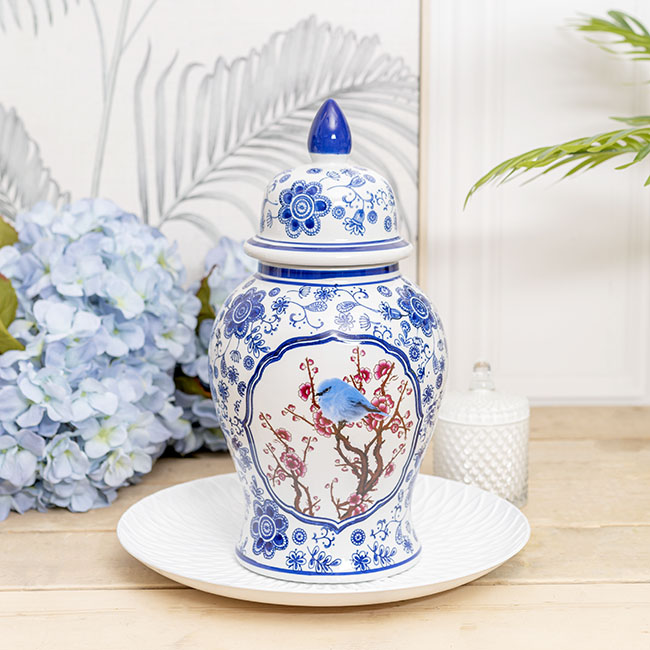 Tall Orient Porcelain Ginger Jar Blue & White (20×38cmH)