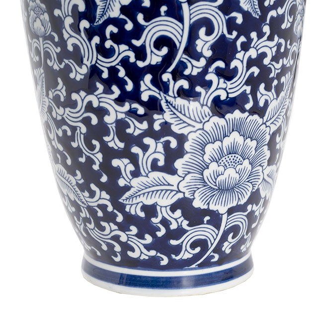 Peony Orient Porcelain Jar Large Blue & White (19×30cmH)