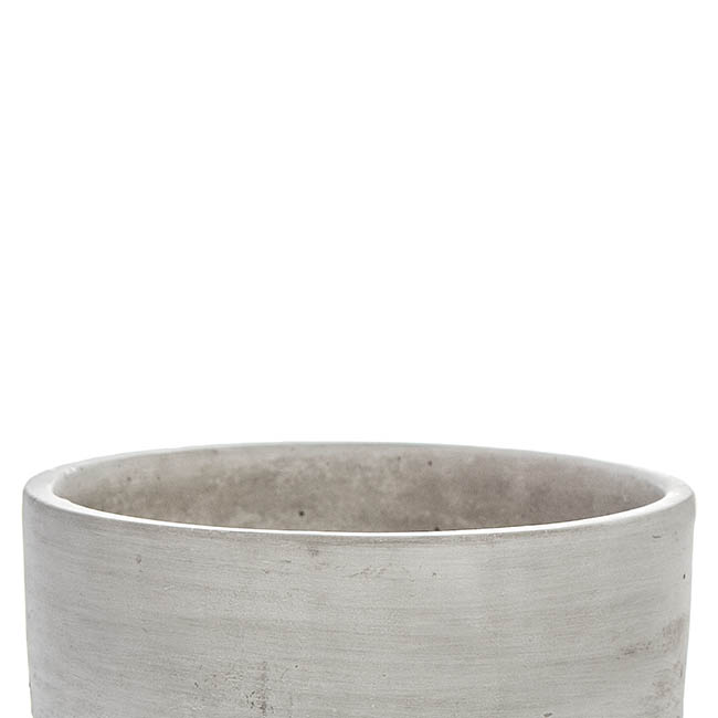 Cement Floral Cylinder Bowl Grey (20x7cmH)