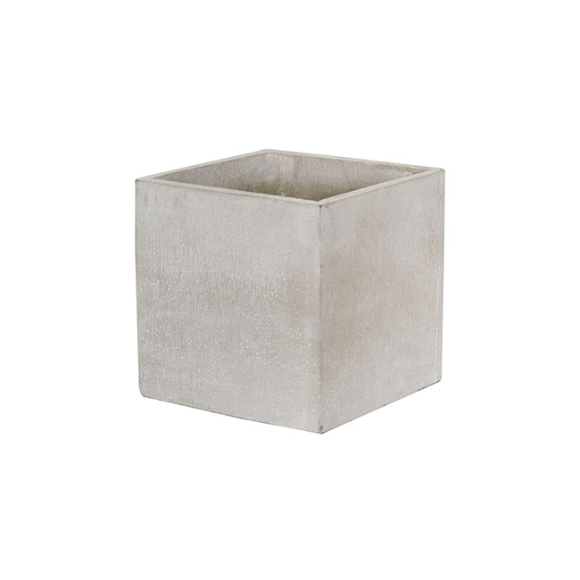 Cement Floral Cube Grey (14x14x14cmH)