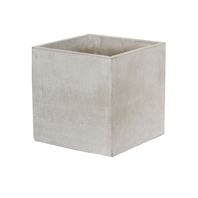 Cement Floral Cube Grey (18x18x18cmH)