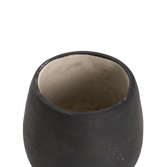 Cement Floral Egg Cup Round Pot Grey Charcoal (14Dx14cmH)