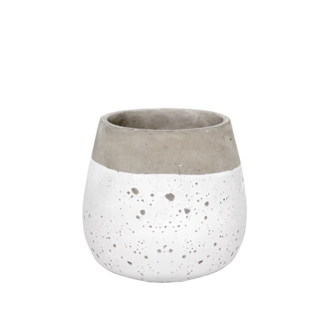 Cement Nottingham Egg Cup Round Pot White (14Dx14cmH)