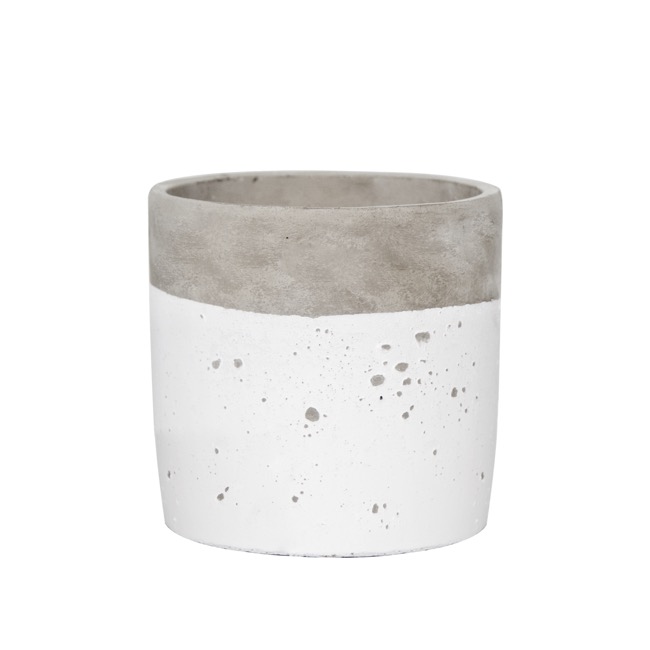Cement Nottingham Cylinder Pot White (16Dx16cmH)
