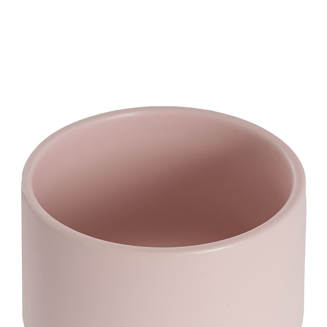 Ceramic Loreto Belly Pot & Plate Matte Pink Sand (18Dx16cmH)